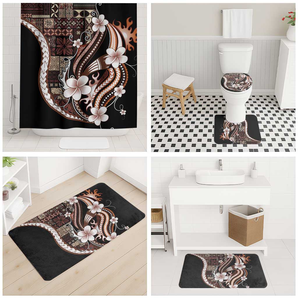 Samoa Siapo Tribal Pattern Bathroom Set Brown Polynesian Plumeria Tapa Motif LT9 - Polynesian Pride