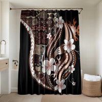 Samoa Siapo Tribal Pattern Bathroom Set Brown Polynesian Plumeria Tapa Motif LT9 Shower Curtain Only Brown - Polynesian Pride