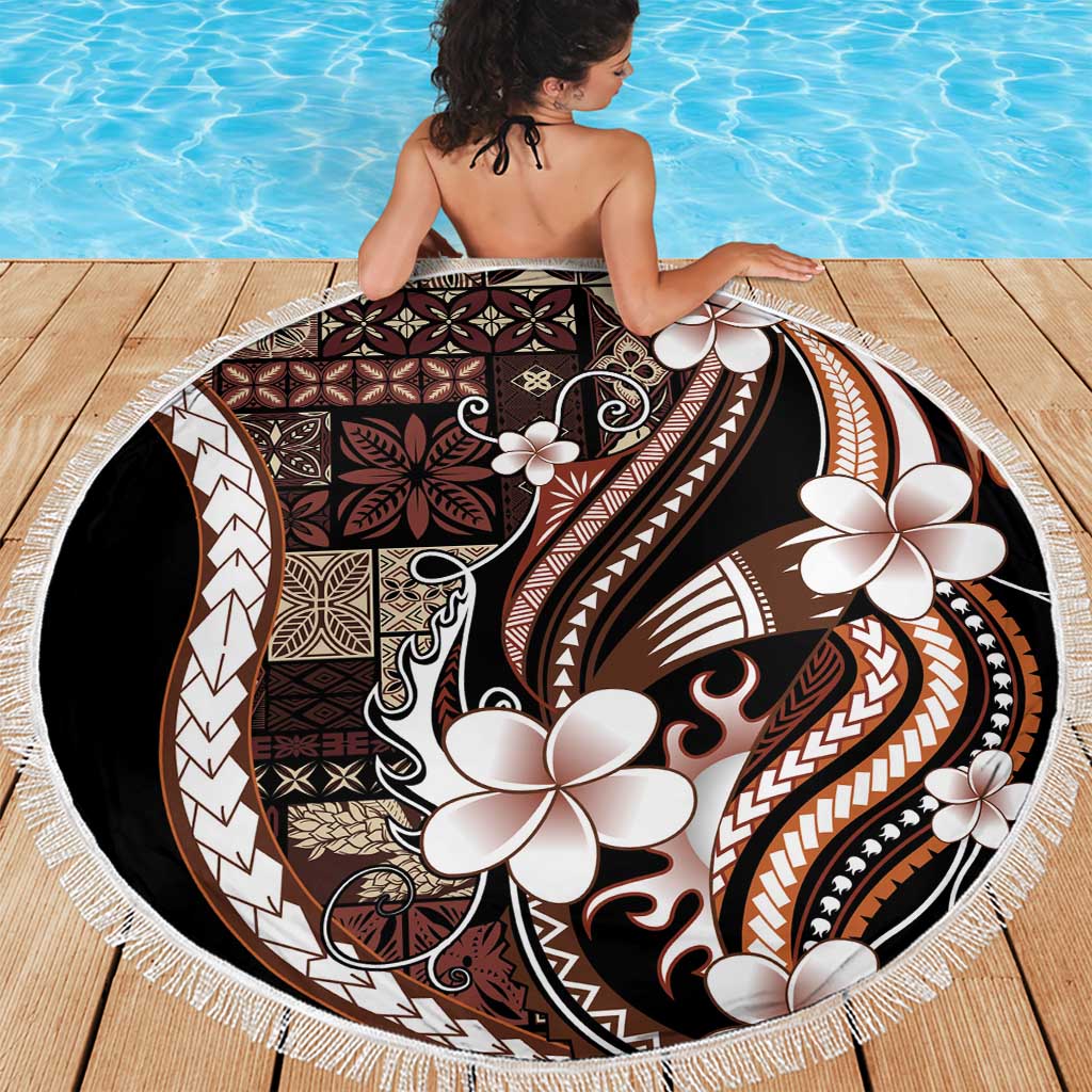 Samoa Siapo Tribal Pattern Beach Blanket Brown Polynesian Plumeria Tapa Motif LT9 - Polynesian Pride
