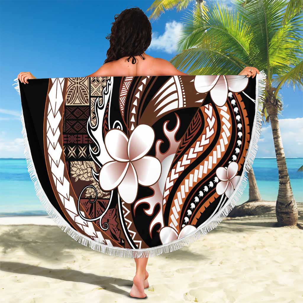 Samoa Siapo Tribal Pattern Beach Blanket Brown Polynesian Plumeria Tapa Motif LT9 - Polynesian Pride