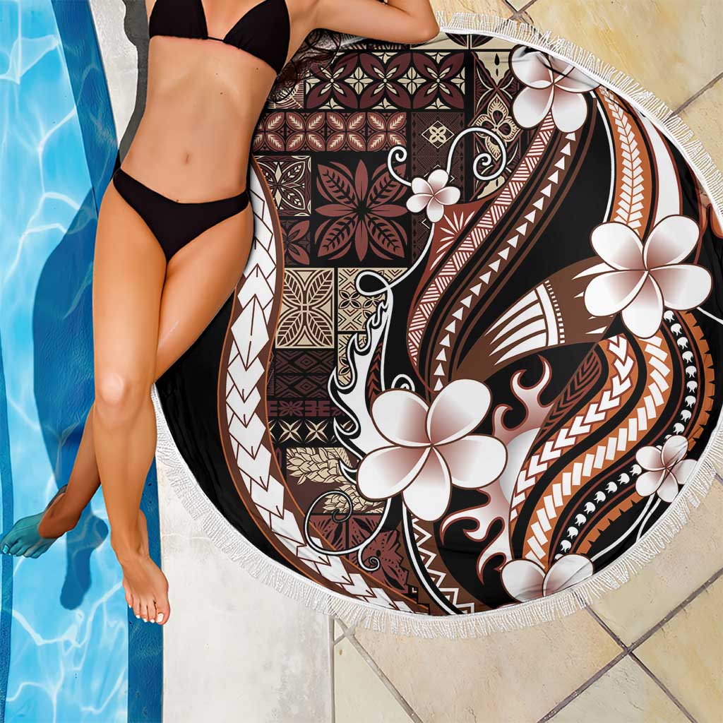 Samoa Siapo Tribal Pattern Beach Blanket Brown Polynesian Plumeria Tapa Motif LT9 - Polynesian Pride
