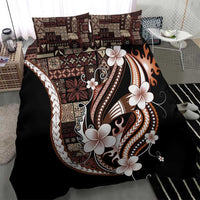 Samoa Siapo Tribal Pattern Bedding Set Brown Polynesian Plumeria Tapa Motif LT9 - Polynesian Pride