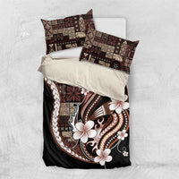 Samoa Siapo Tribal Pattern Bedding Set Brown Polynesian Plumeria Tapa Motif LT9 US Twin 172cm x 218cm Brown - Polynesian Pride
