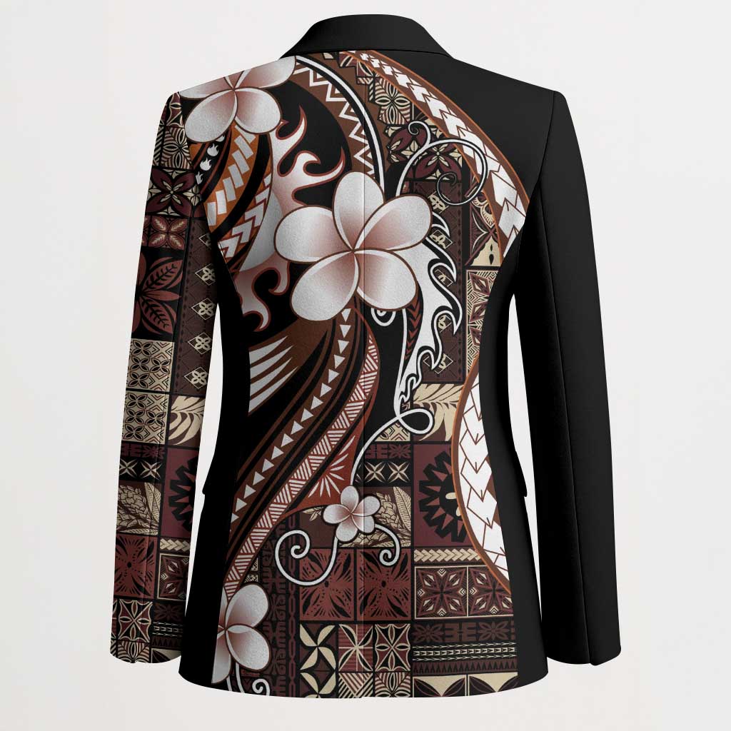 Samoa Siapo Tribal Pattern Blazer Brown Polynesian Plumeria Tapa Motif LT9 - Polynesian Pride