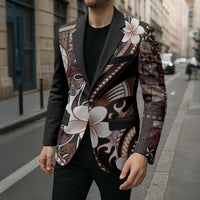 Samoa Siapo Tribal Pattern Blazer Brown Polynesian Plumeria Tapa Motif LT9 - Polynesian Pride