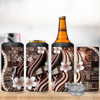 Samoa Siapo Tribal Pattern 4 in 1 Can Cooler Tumbler Brown Polynesian Plumeria Tapa Motif LT9 - Polynesian Pride