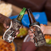 Samoa Siapo Tribal Pattern 4 in 1 Can Cooler Tumbler Brown Polynesian Plumeria Tapa Motif LT9 - Polynesian Pride