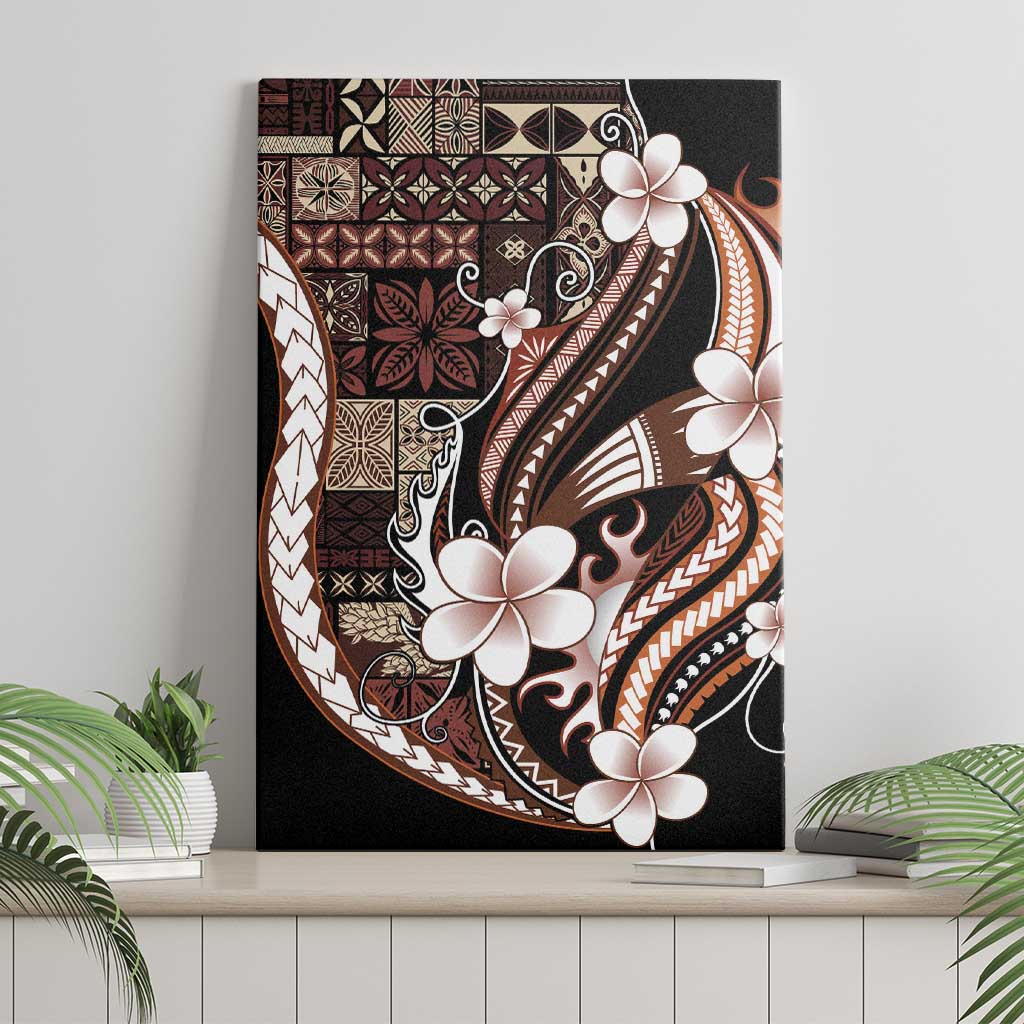 Samoa Siapo Tribal Pattern Canvas Wall Art Brown Polynesian Plumeria Tapa Motif LT9 - Polynesian Pride
