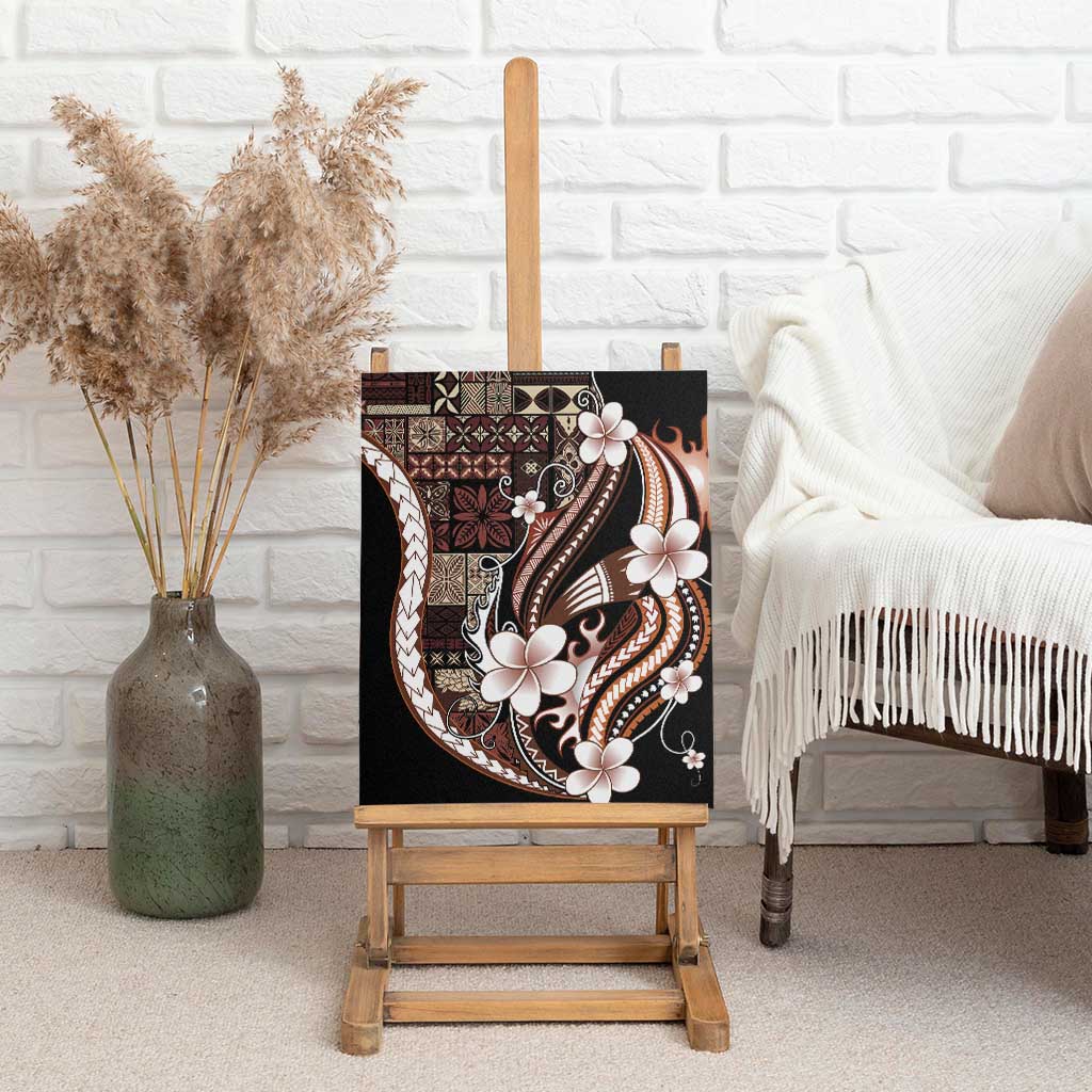 Samoa Siapo Tribal Pattern Canvas Wall Art Brown Polynesian Plumeria Tapa Motif LT9 - Polynesian Pride