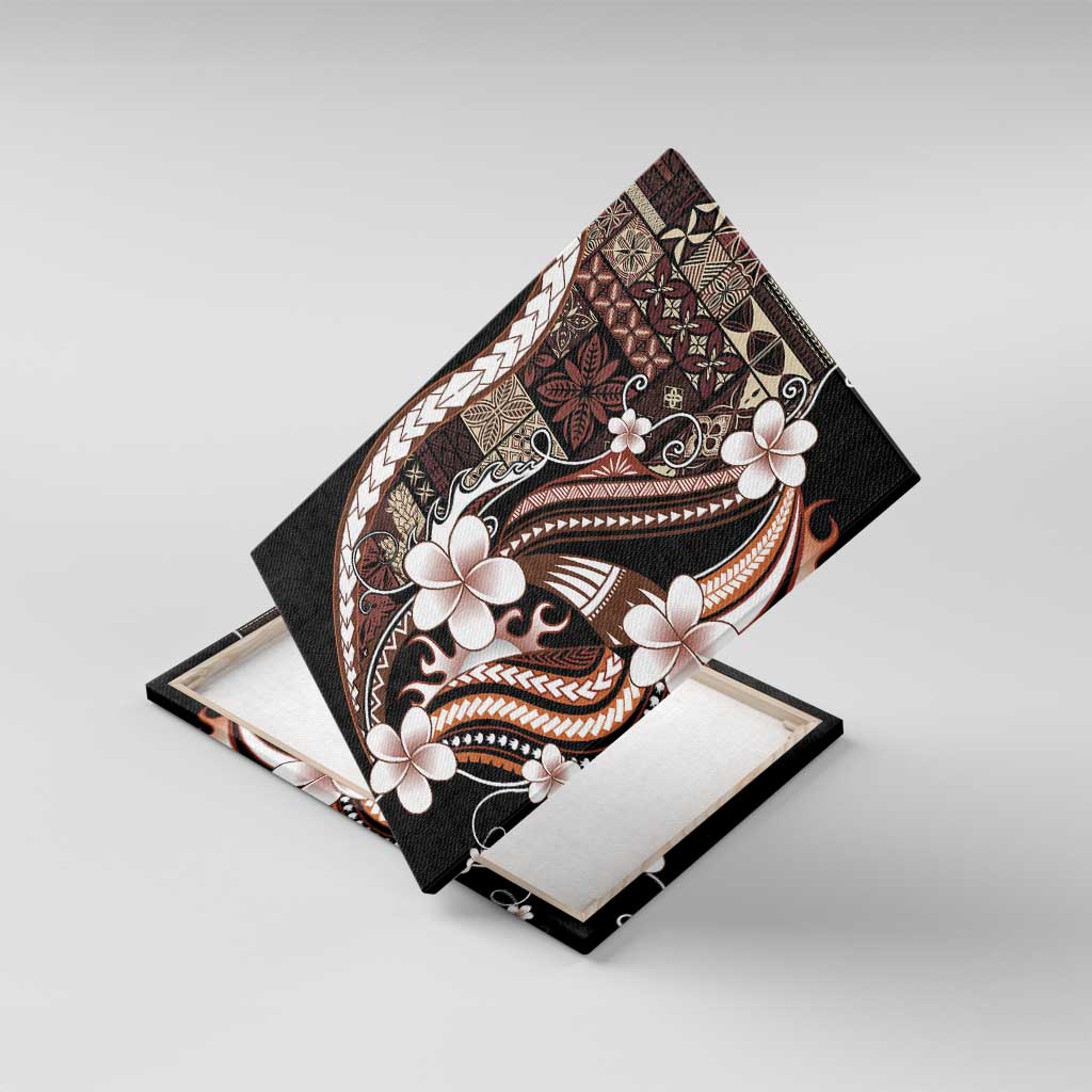 Samoa Siapo Tribal Pattern Canvas Wall Art Brown Polynesian Plumeria Tapa Motif LT9 With Frame Brown - Polynesian Pride