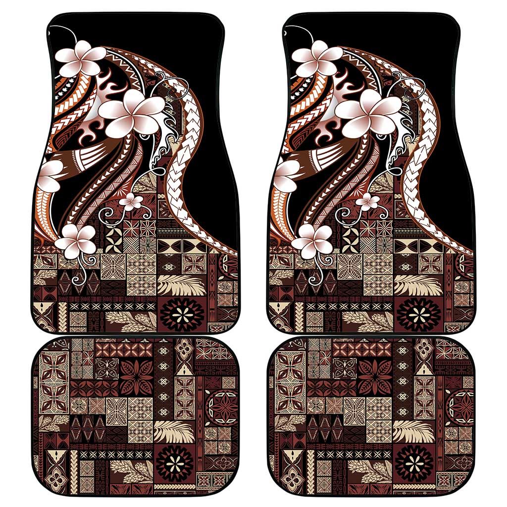 Samoa Siapo Tribal Pattern Car Mats Brown Polynesian Plumeria Tapa Motif LT9 - Polynesian Pride