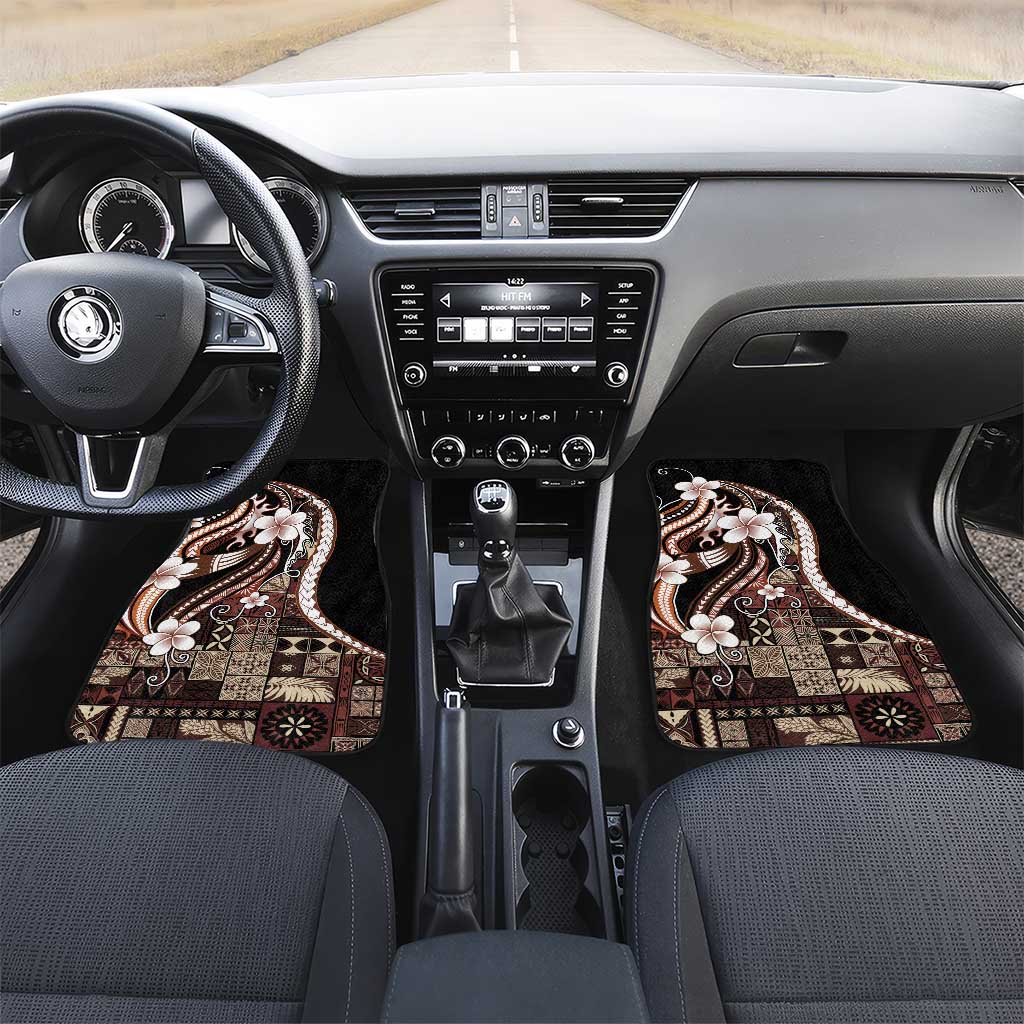 Samoa Siapo Tribal Pattern Car Mats Brown Polynesian Plumeria Tapa Motif LT9 Set 2pcs - Front Brown - Polynesian Pride