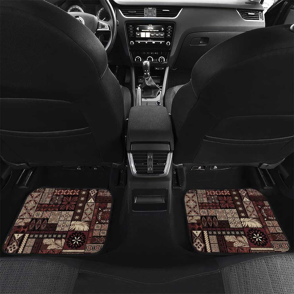 Samoa Siapo Tribal Pattern Car Mats Brown Polynesian Plumeria Tapa Motif LT9 Set 2pcs - Back Brown - Polynesian Pride