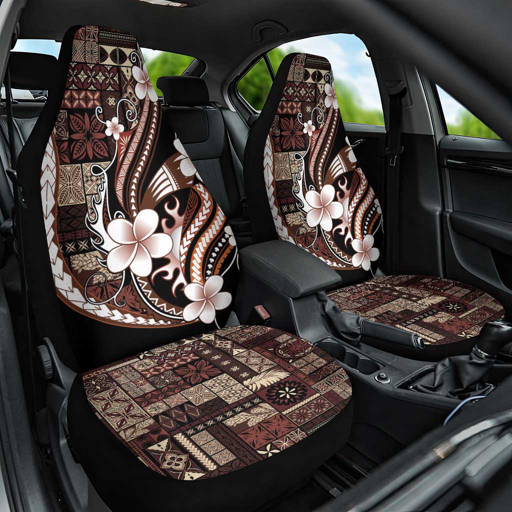 Samoa Siapo Tribal Pattern Car Seat Cover Brown Polynesian Plumeria Tapa Motif LT9 One Size Brown - Polynesian Pride