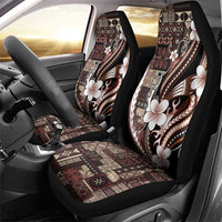 Samoa Siapo Tribal Pattern Car Seat Cover Brown Polynesian Plumeria Tapa Motif LT9 - Polynesian Pride