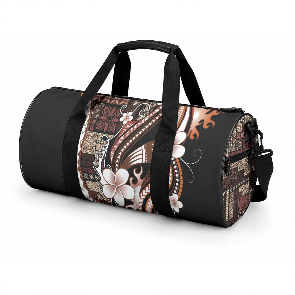 Samoa Siapo Tribal Pattern Duffle Bag Brown Polynesian Plumeria Tapa Motif LT9 - Polynesian Pride