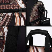 Samoa Siapo Tribal Pattern Duffle Bag Brown Polynesian Plumeria Tapa Motif LT9 - Polynesian Pride
