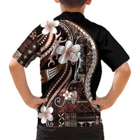 Samoa Siapo Tribal Pattern Family Matching Puletasi and Hawaiian Shirt Brown Polynesian Plumeria Tapa Motif