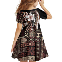 Samoa Siapo Tribal Pattern Family Matching Puletasi and Hawaiian Shirt Brown Polynesian Plumeria Tapa Motif