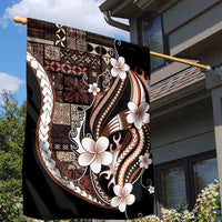 Samoa Siapo Tribal Pattern Garden Flag Brown Polynesian Plumeria Tapa Motif LT9 - Polynesian Pride