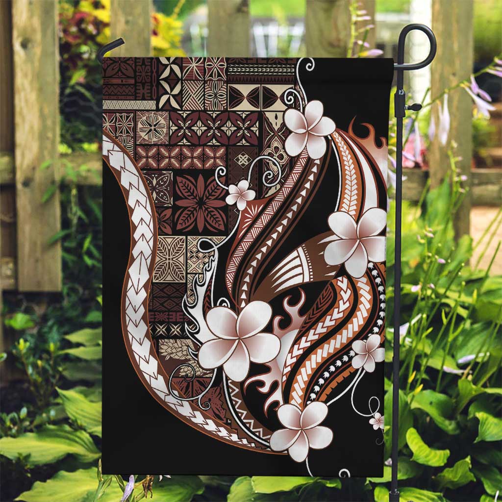 Samoa Siapo Tribal Pattern Garden Flag Brown Polynesian Plumeria Tapa Motif LT9 Garden Flag Brown - Polynesian Pride