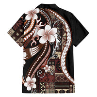 Samoa Siapo Tribal Pattern Hawaiian Shirt Brown Polynesian Plumeria Tapa Motif