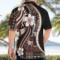 Samoa Siapo Tribal Pattern Hawaiian Shirt Brown Polynesian Plumeria Tapa Motif