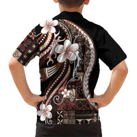 Samoa Siapo Tribal Pattern Hawaiian Shirt Brown Polynesian Plumeria Tapa Motif
