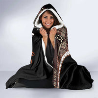 Samoa Siapo Tribal Pattern Hooded Blanket Brown Polynesian Plumeria Tapa Motif LT9 - Polynesian Pride