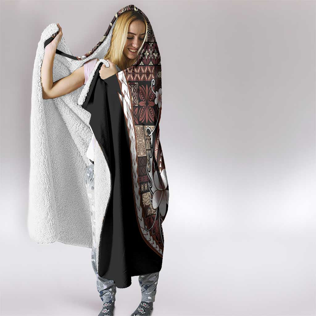 Samoa Siapo Tribal Pattern Hooded Blanket Brown Polynesian Plumeria Tapa Motif LT9 - Polynesian Pride