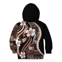 Samoa Siapo Tribal Pattern Kid Hoodie Brown Polynesian Plumeria Tapa Motif LT9 - Polynesian Pride
