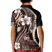 Samoa Siapo Tribal Pattern Kid Polo Shirt Brown Polynesian Plumeria Tapa Motif LT9 - Polynesian Pride