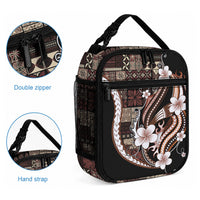 Samoa Siapo Tribal Pattern Lunch Bag Brown Polynesian Plumeria Tapa Motif LT9 - Polynesian Pride