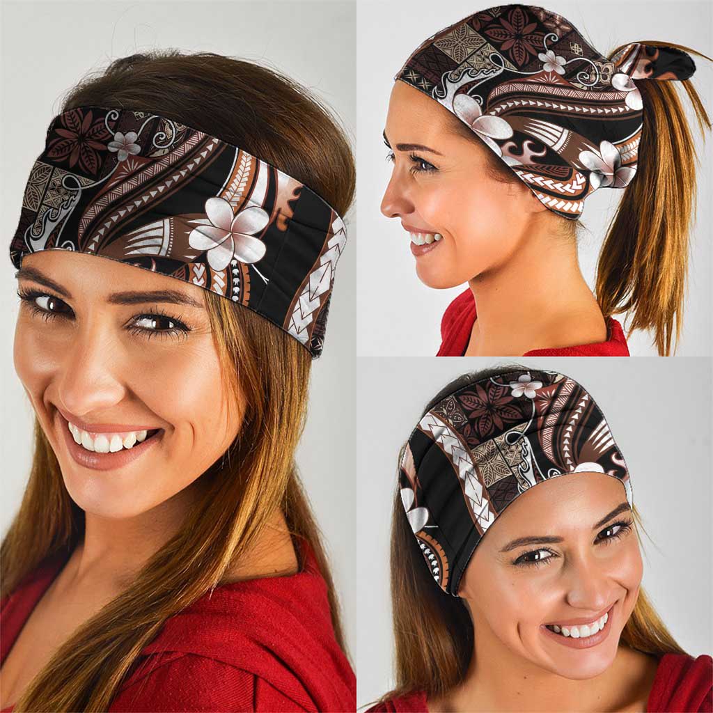 Samoa Siapo Tribal Pattern Neck Gaiter Brown Polynesian Plumeria Tapa Motif LT9 - Polynesian Pride