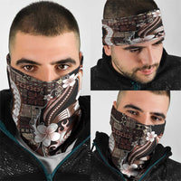 Samoa Siapo Tribal Pattern Neck Gaiter Brown Polynesian Plumeria Tapa Motif LT9 - Polynesian Pride