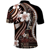 Samoa Siapo Tribal Pattern Polo Shirt Brown Polynesian Plumeria Tapa Motif LT9 - Polynesian Pride