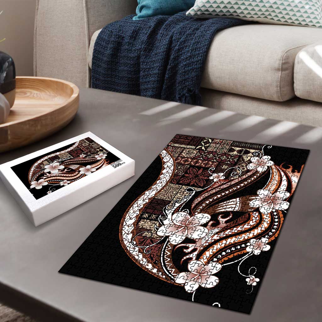 Samoa Siapo Tribal Pattern Puzzle Brown Polynesian Plumeria Tapa Motif LT9 - Polynesian Pride