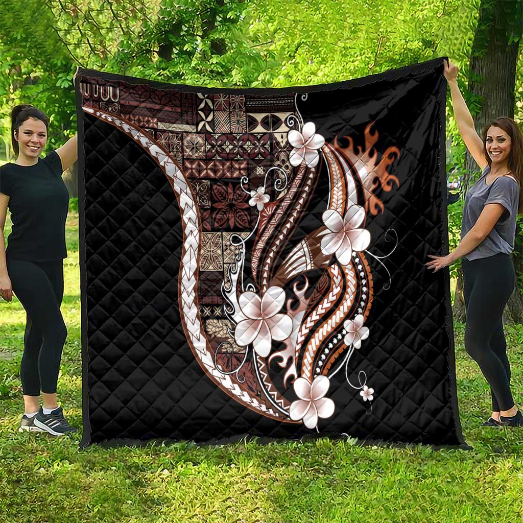 Samoa Siapo Tribal Pattern Quilt Brown Polynesian Plumeria Tapa Motif LT9 - Polynesian Pride