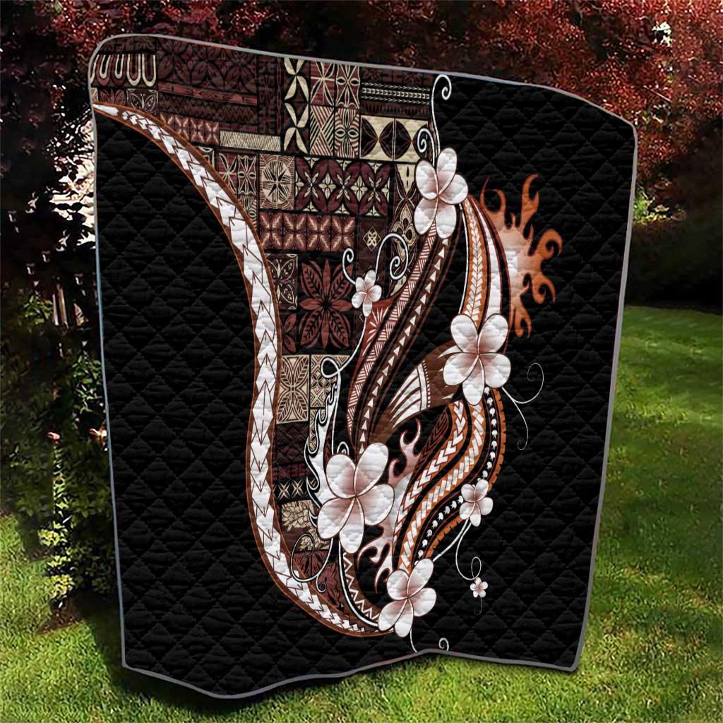 Samoa Siapo Tribal Pattern Quilt Brown Polynesian Plumeria Tapa Motif LT9 - Polynesian Pride