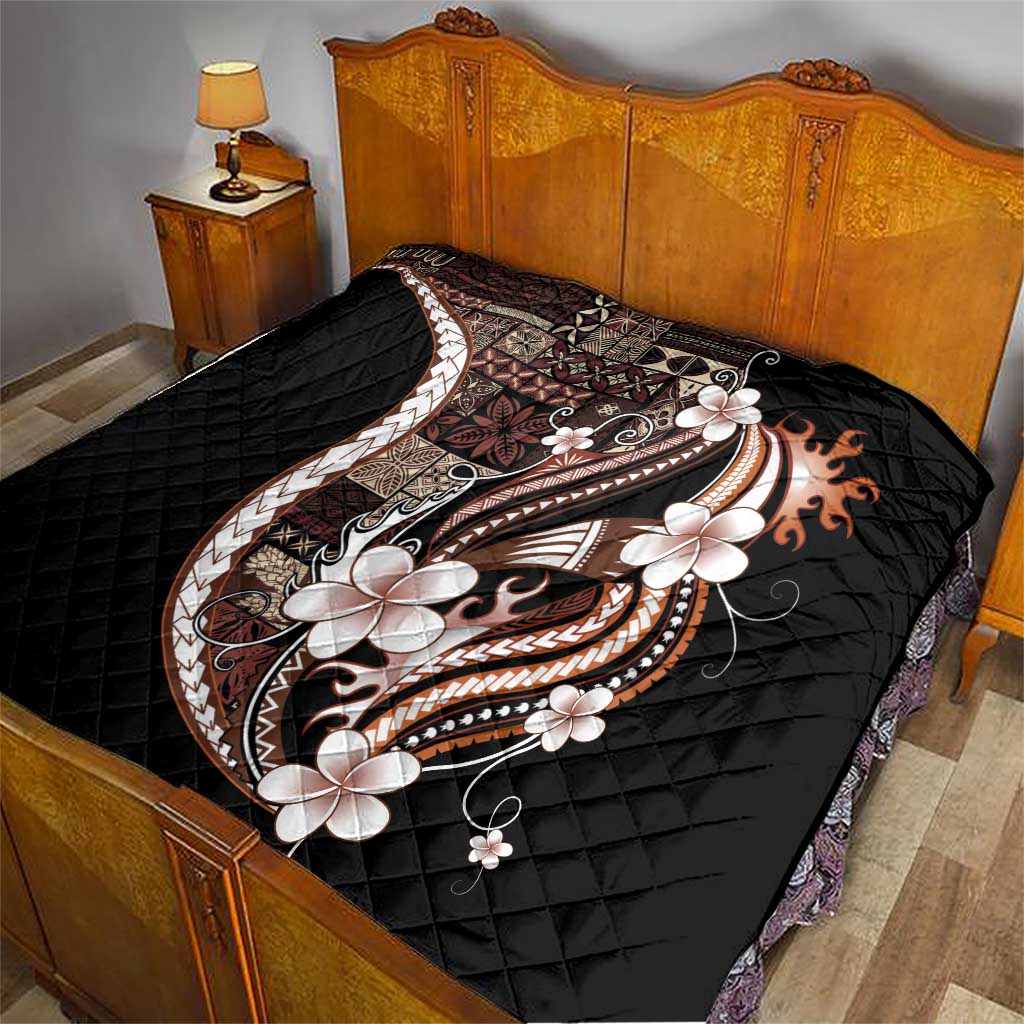 Samoa Siapo Tribal Pattern Quilt Brown Polynesian Plumeria Tapa Motif LT9 - Polynesian Pride