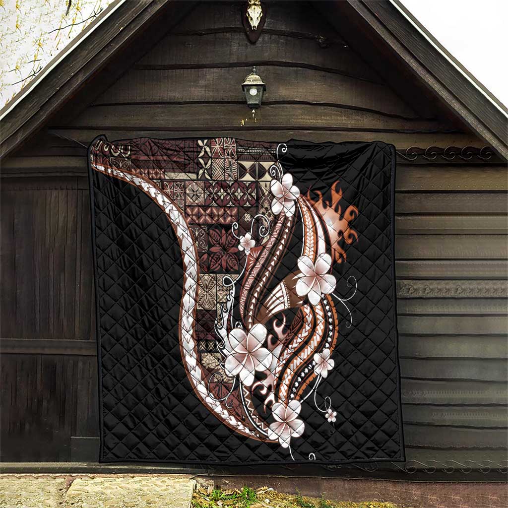 Samoa Siapo Tribal Pattern Quilt Brown Polynesian Plumeria Tapa Motif LT9 - Polynesian Pride