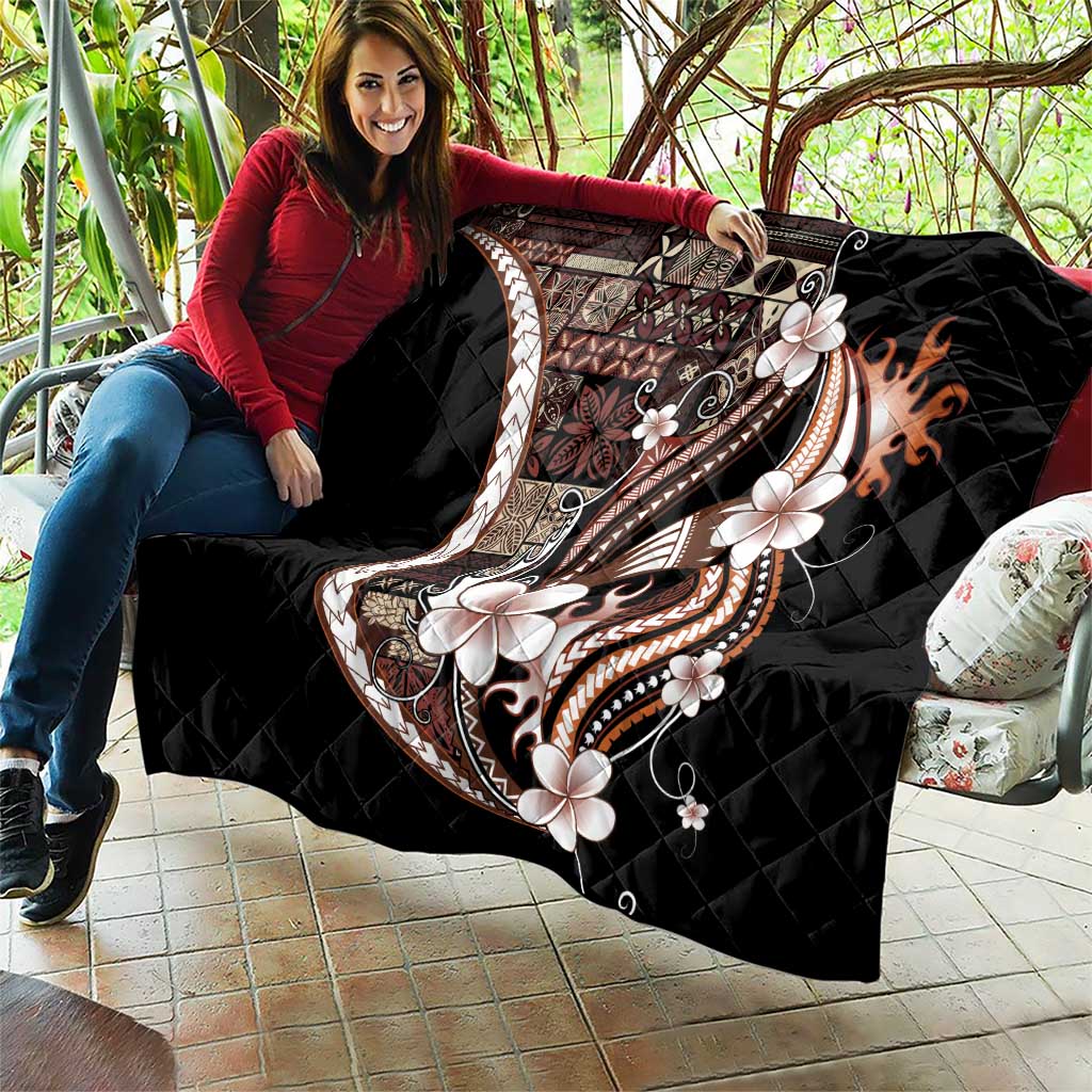 Samoa Siapo Tribal Pattern Quilt Brown Polynesian Plumeria Tapa Motif LT9 - Polynesian Pride