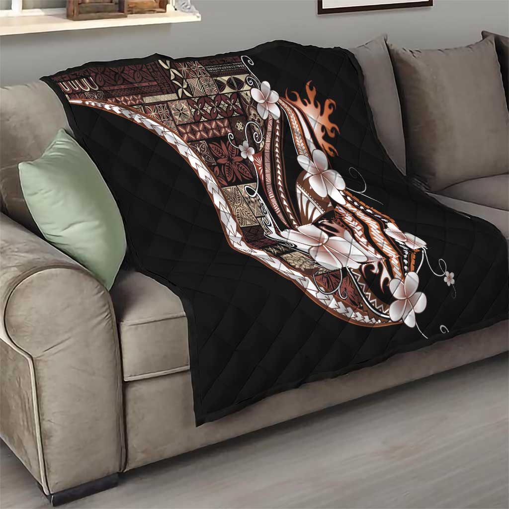 Samoa Siapo Tribal Pattern Quilt Brown Polynesian Plumeria Tapa Motif LT9 - Polynesian Pride