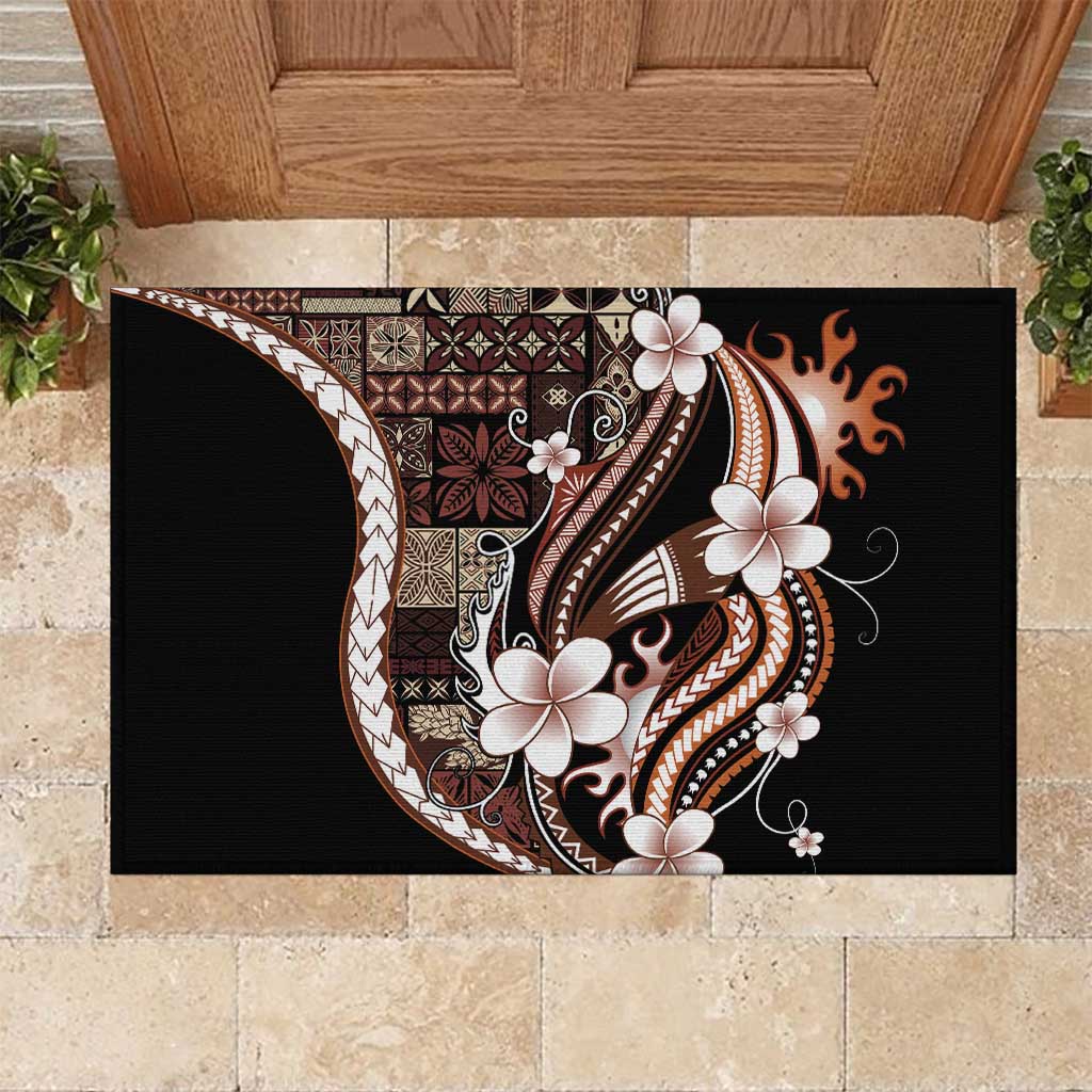 Samoa Siapo Tribal Pattern Rubber Doormat Brown Polynesian Plumeria Tapa Motif LT9 Brown - Polynesian Pride