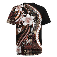 Samoa Siapo Tribal Pattern Rugby Jersey Brown Polynesian Plumeria Tapa Motif LT9 - Polynesian Pride