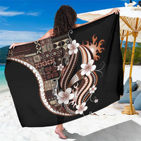 Samoa Siapo Tribal Pattern Sarong Brown Polynesian Plumeria Tapa Motif