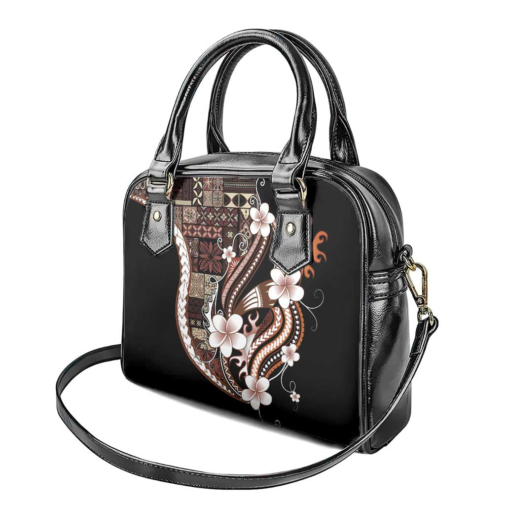 Samoa Siapo Tribal Pattern Shoulder Handbag Brown Polynesian Plumeria Tapa Motif LT9 - Polynesian Pride