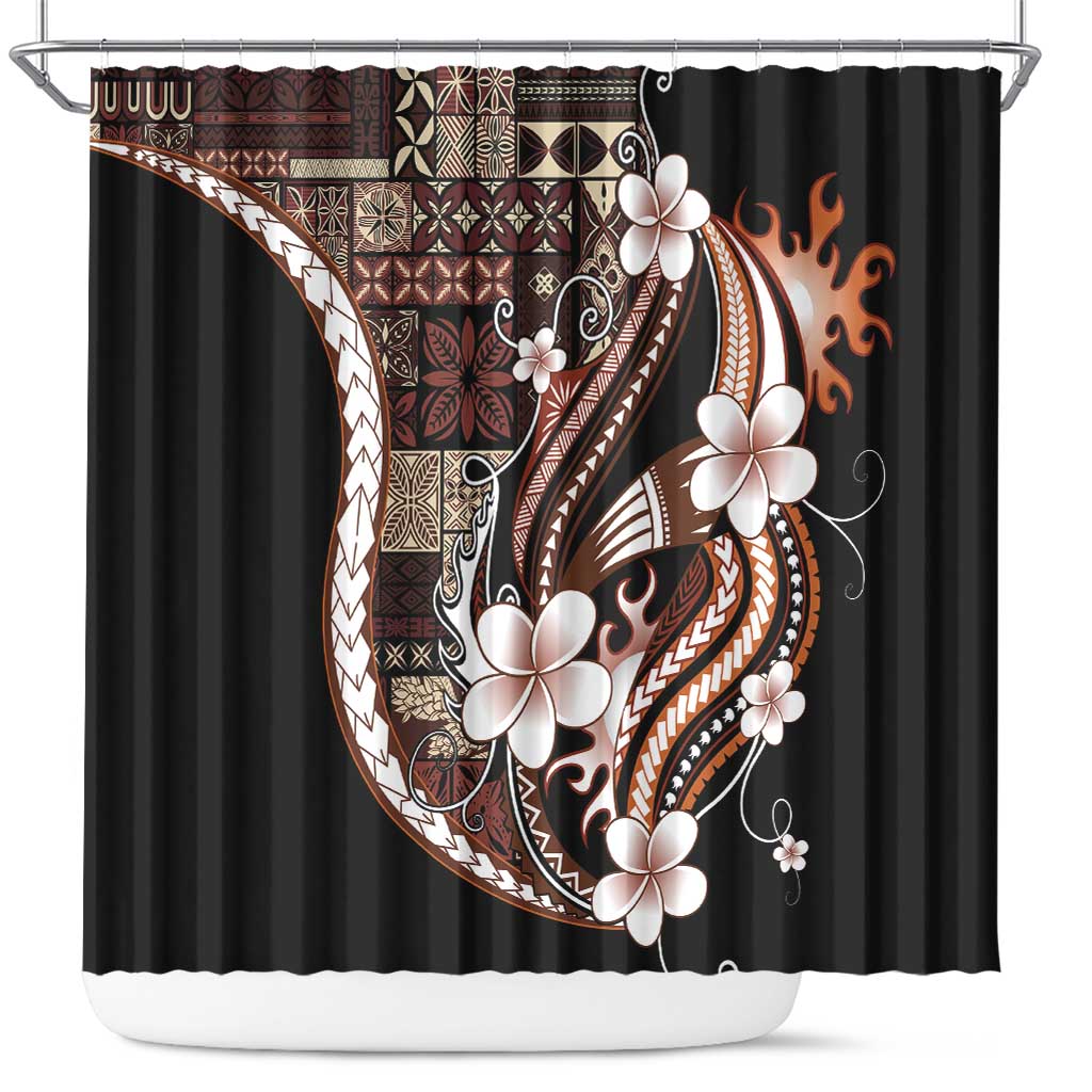 Samoa Siapo Tribal Pattern Shower Curtain Brown Polynesian Plumeria Tapa Motif LT9 Brown - Polynesian Pride
