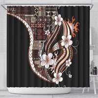 Samoa Siapo Tribal Pattern Shower Curtain Brown Polynesian Plumeria Tapa Motif LT9 - Polynesian Pride