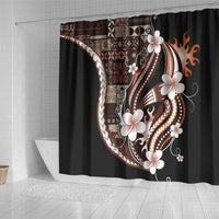 Samoa Siapo Tribal Pattern Shower Curtain Brown Polynesian Plumeria Tapa Motif LT9 - Polynesian Pride